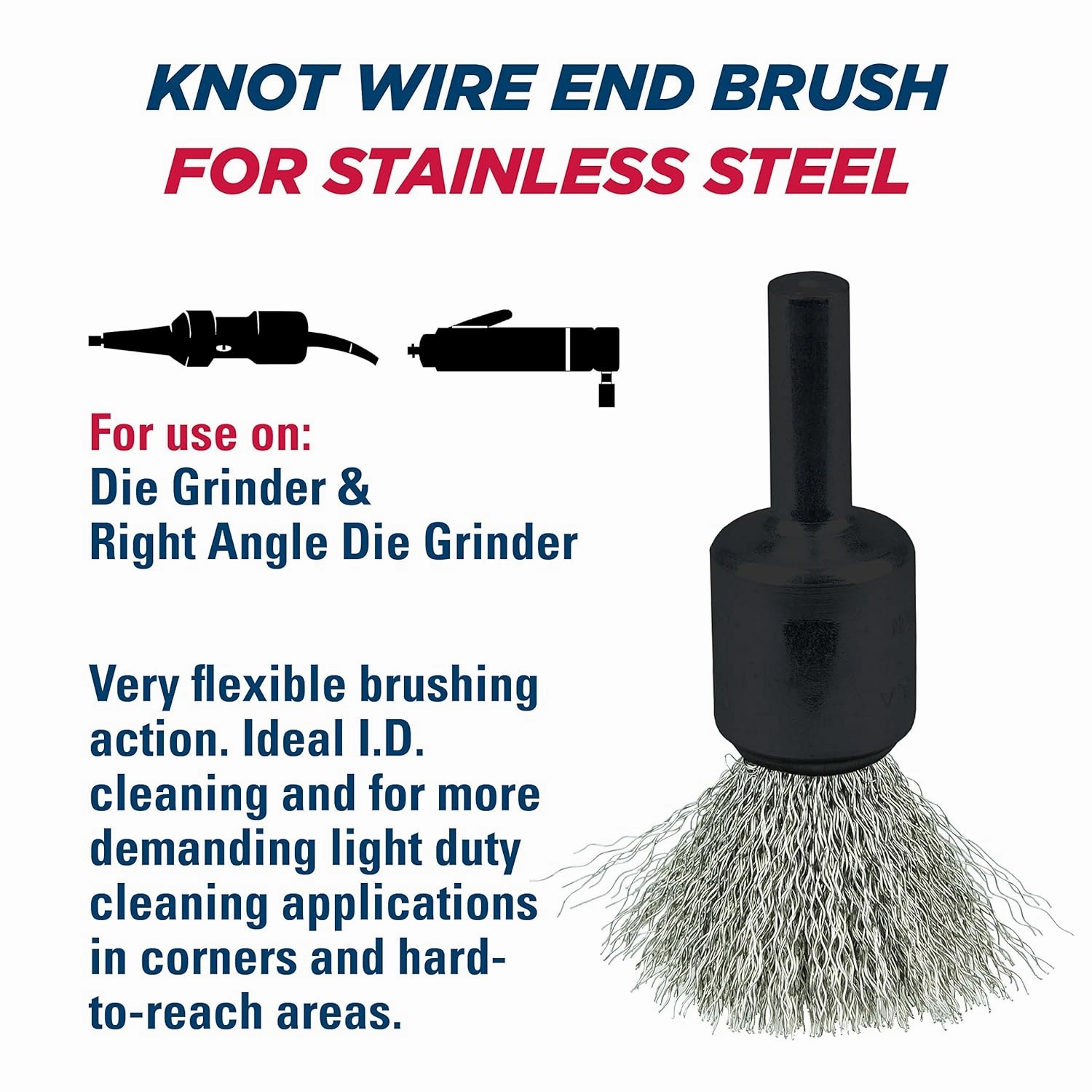 Weiler 10013 Crimped Wire End Brush 1/2", .006" Stainless Steel Fill, Made in the USA