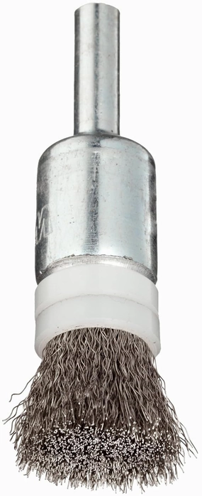 Weiler 11110 0.006" Wire Size, 302 Stainless Steel Bristles, Banded, Solid End, Stem-Mounted Crimped Wire End Brush, Made in the USA