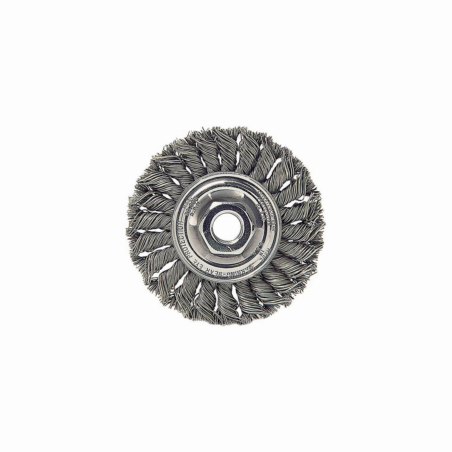 Weiler 17687 4" Stem-Mounted Knot Wire Wheel, .014" Steel Fill, 1/4" Stem, Made in the USA