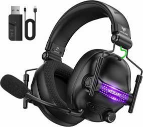 WG2 Wireless Gaming Headsets with Microphone for PS5, PS4, PC, Switch, Mac, Crystal Stereo Bluetooth Headphones, Wireless Headset 2.4GHz with Lossless Audio, 50 Hr Battery, Cool LED
