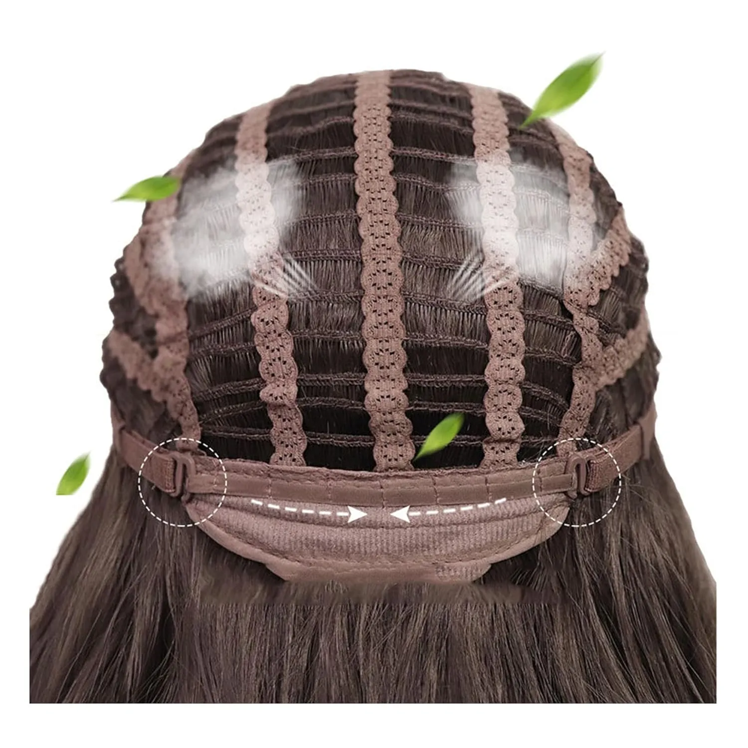 Wig female long hair natural black medium length Cool brown seven-piece set one size