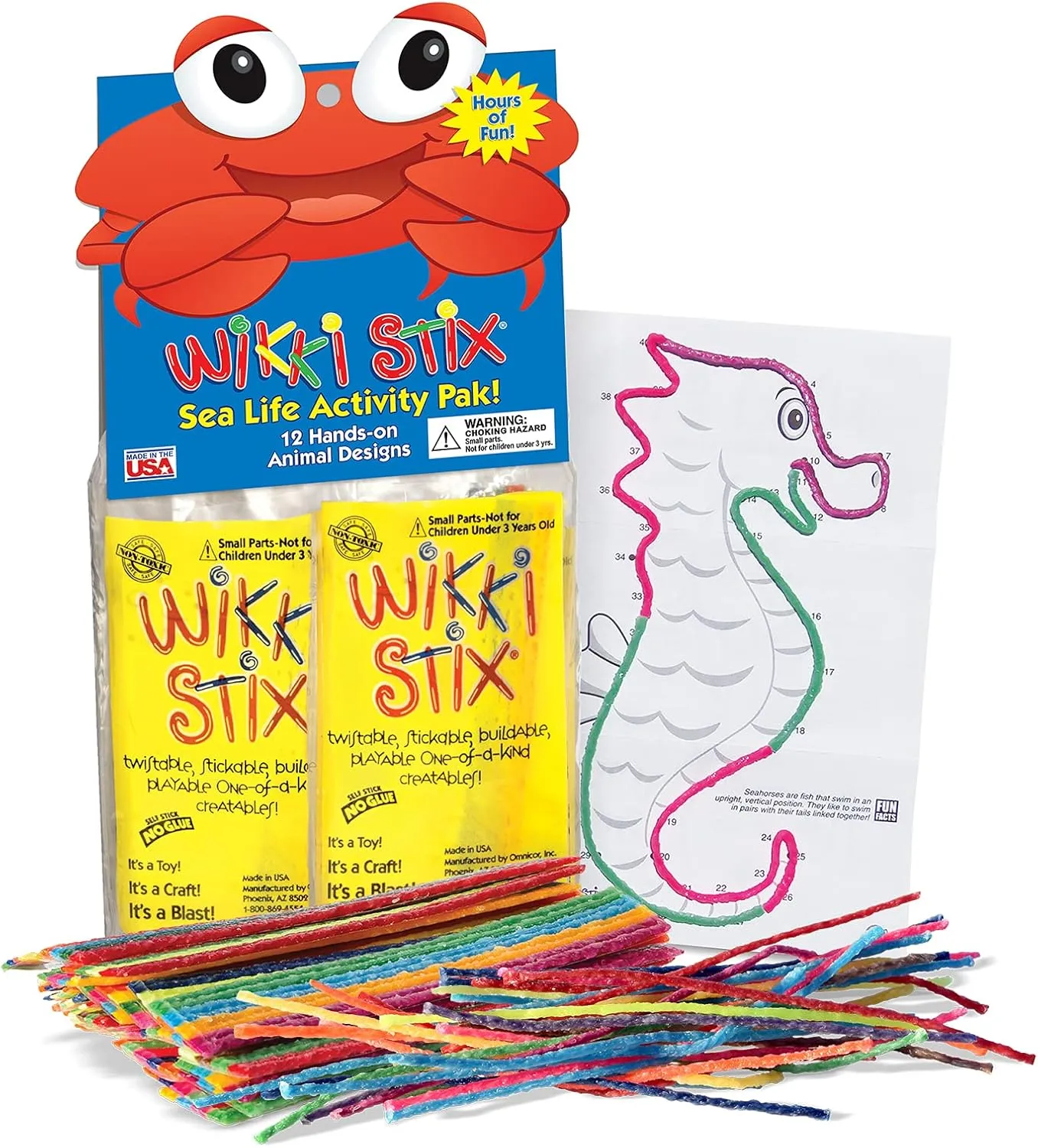WikkiStix Sea Life Pak Features 12 Sea Creatures with Hands-on Activity and Fun Fact on Each, Made in The USA!