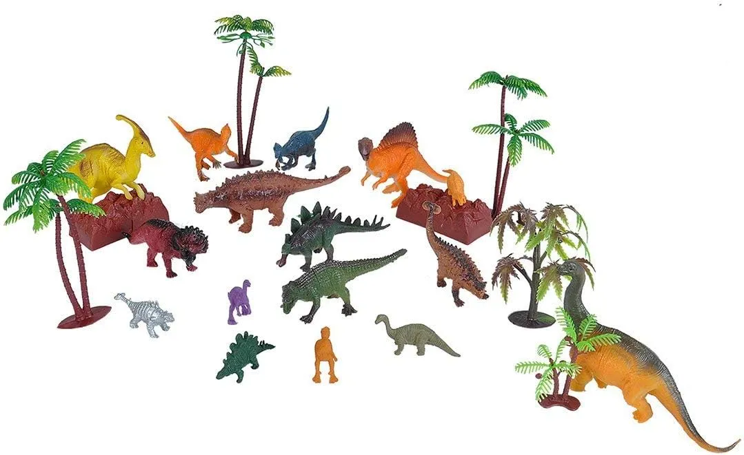 Wild Republic Dinosaur Bucket, Dinosaur Animal Figurines Set, T Rex, Triceratops, Velociraptor, Spinosaurus, Stegosaurus & More, 23 Piece Set