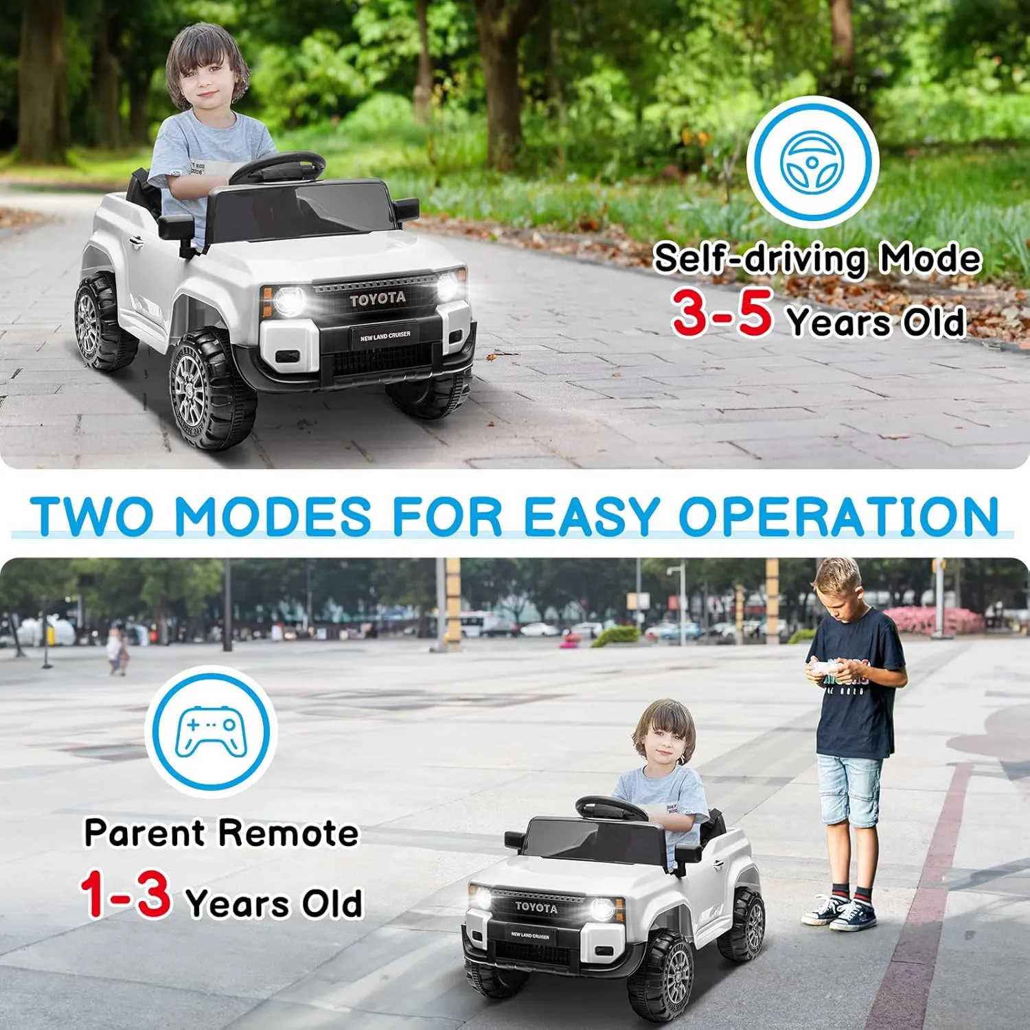 Winado 12V Ride on Car, Licensed Toyota Electric Truck for Toddlers W/Remote Control, Battery Car for Kids with Openable Doors, 3 Speeds, LED Lights, Music (White)