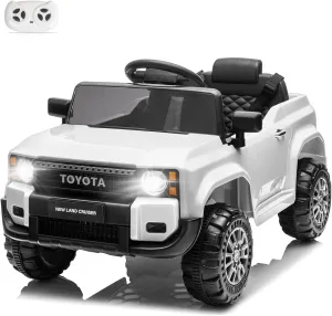 Winado 12V Ride on Car, Licensed Toyota Electric Truck for Toddlers W/Remote Control, Battery Car for Kids with Openable Doors, 3 Speeds, LED Lights, Music (White)