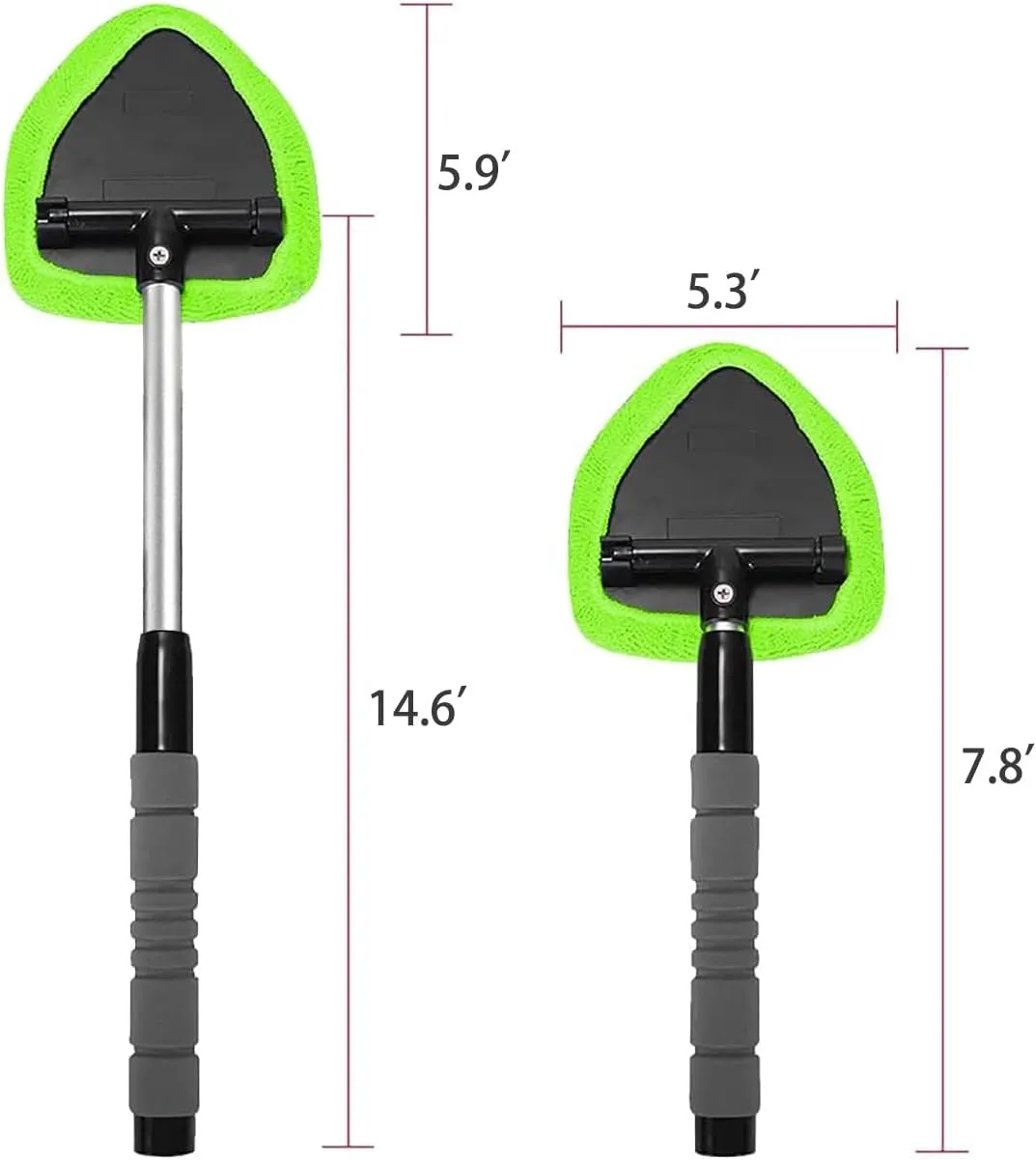 Windshield Cleaning Tool - Extendable Handle Car Window Cleaner with 3 Reusable Cloth Pads, Auto Glass Wiper Kit for Interior & Exterior, Ideal for Dirty Car Windows
