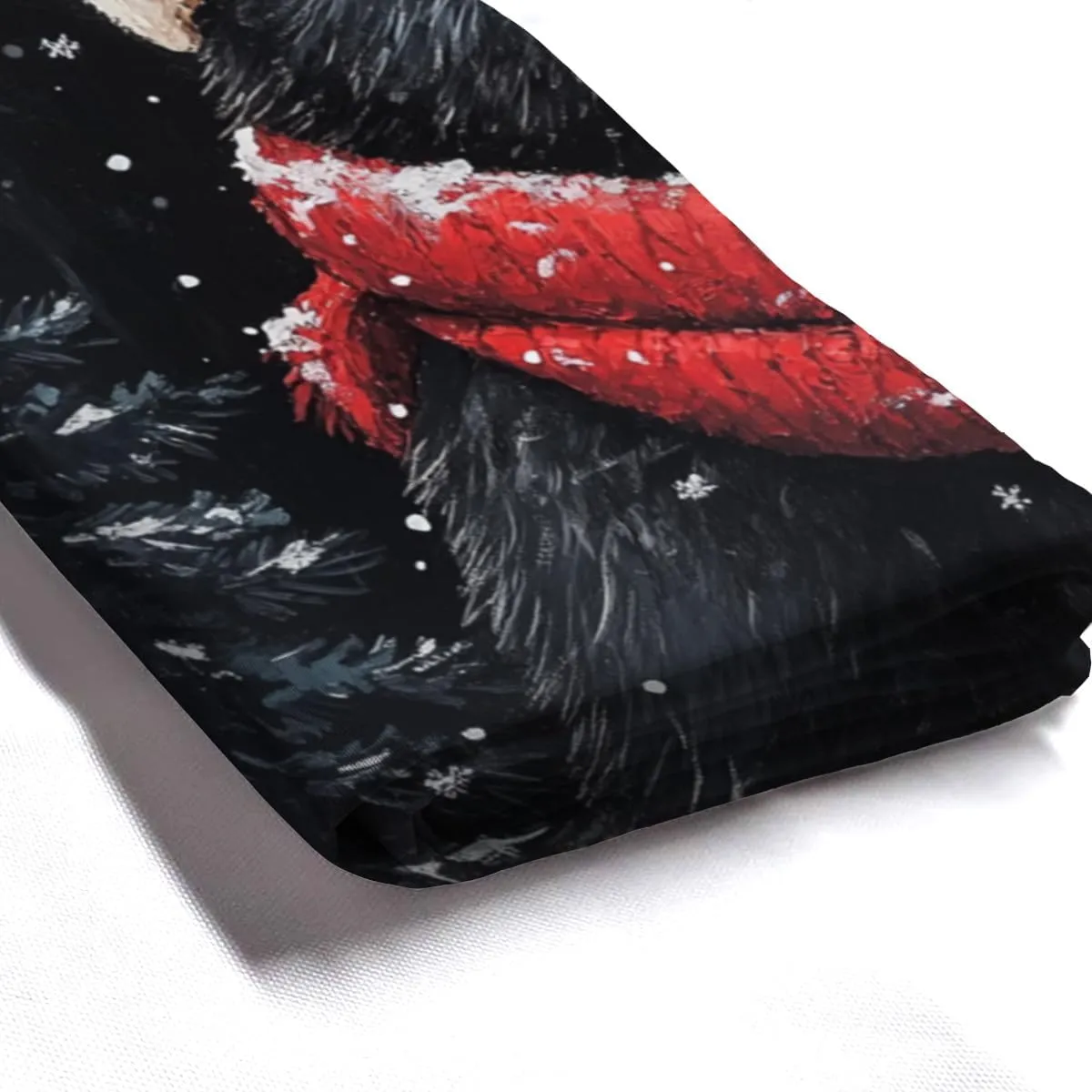 Winter Shower Curtain Christmas Shower Curtain, Cute Black Bear 72x72 Inches Shower Curtains for Bathroom, Snow Fabric Bath Curtains Set with 12 Hooks