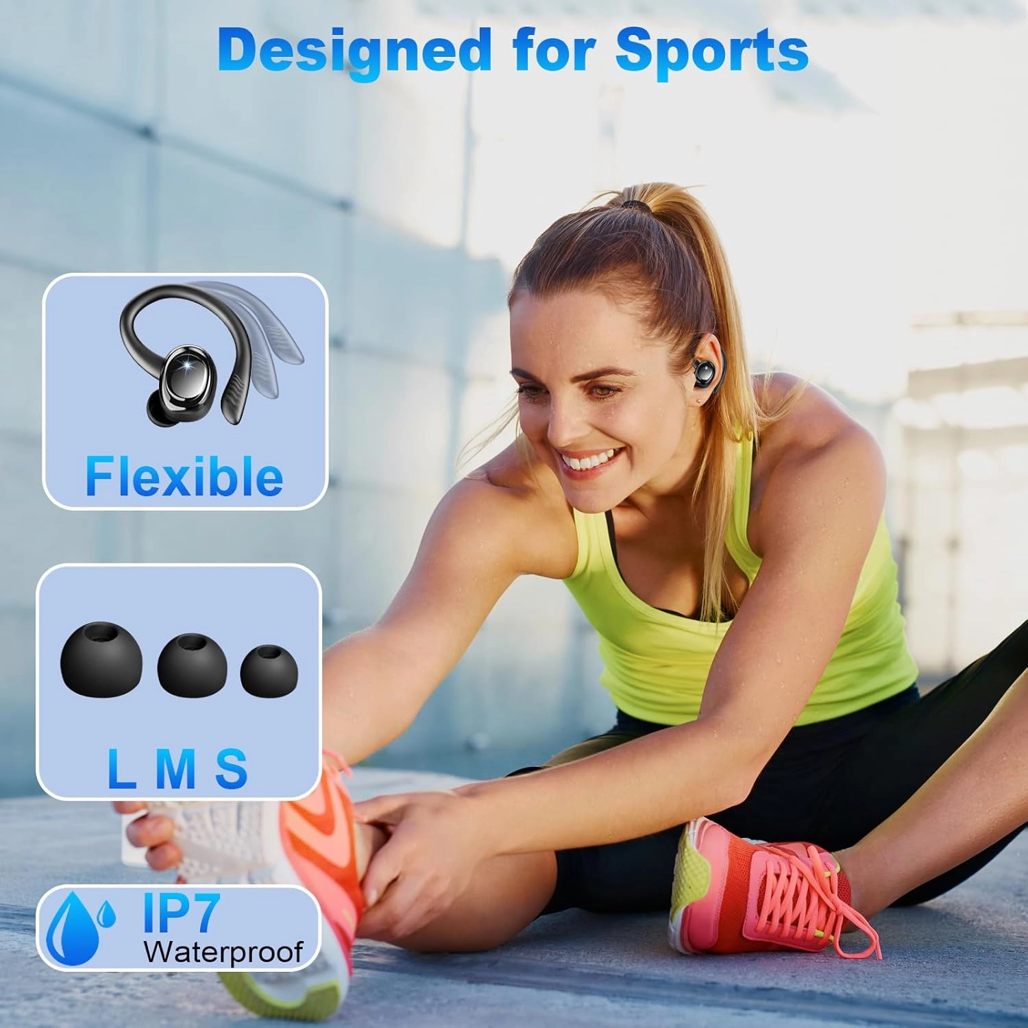 Wireless Earbuds Sport, Bluetooth 5.4 Headphones with Earhook, 2025 Hi-Fi Stereo Over Ear Buds, 50H Earphones with 4 ENC Noise Canceling Mics, IP7 Waterproof Headset for Running Workout (Android/iOS)