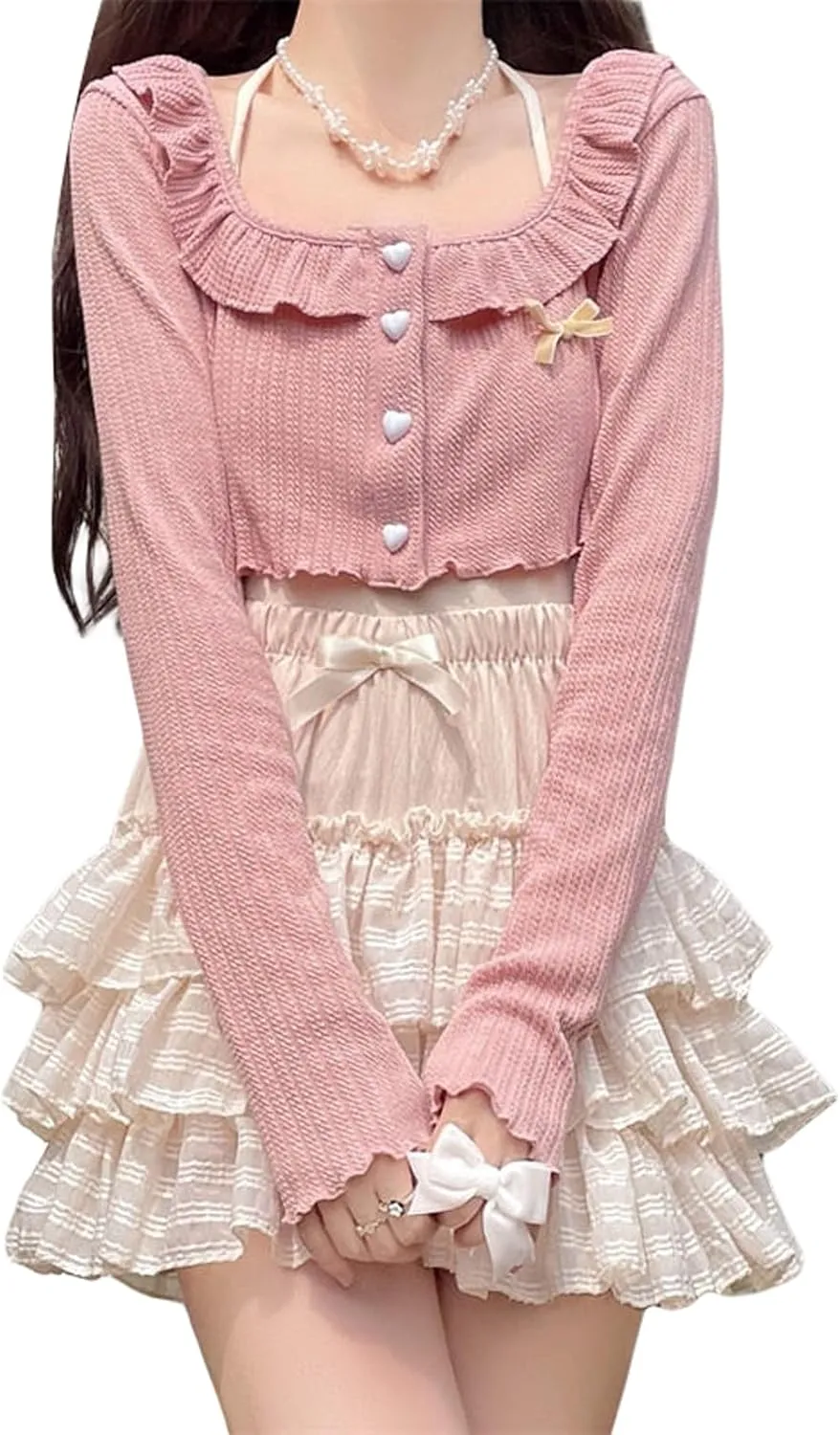 Women Korean Kawaii Mini Skirt Low Waist Lace Patchwork Ruffle Mini Skirt Sweet 90s E-Girl Aesthetic Clothes