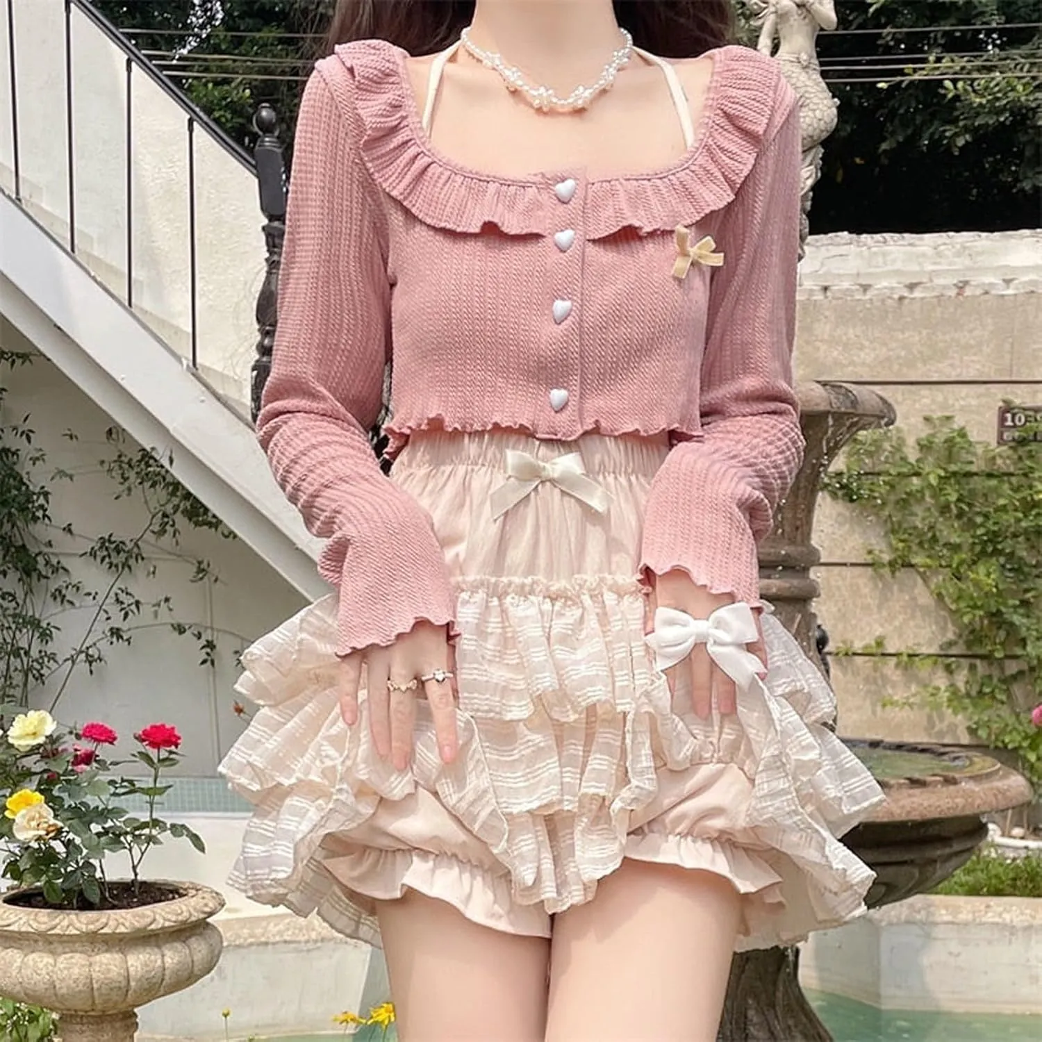 Women Korean Kawaii Mini Skirt Low Waist Lace Patchwork Ruffle Mini Skirt Sweet 90s E-Girl Aesthetic Clothes