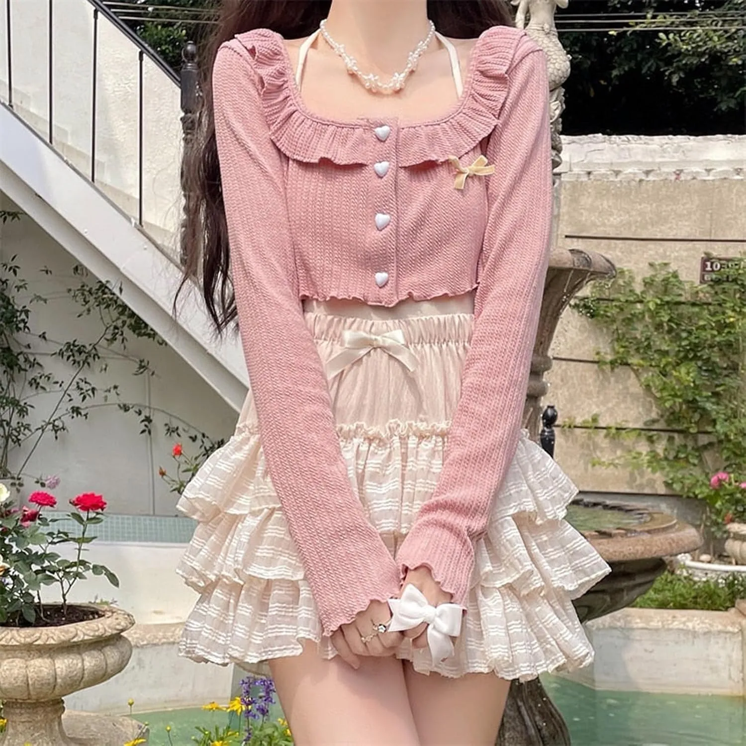 Women Korean Kawaii Mini Skirt Low Waist Lace Patchwork Ruffle Mini Skirt Sweet 90s E-Girl Aesthetic Clothes