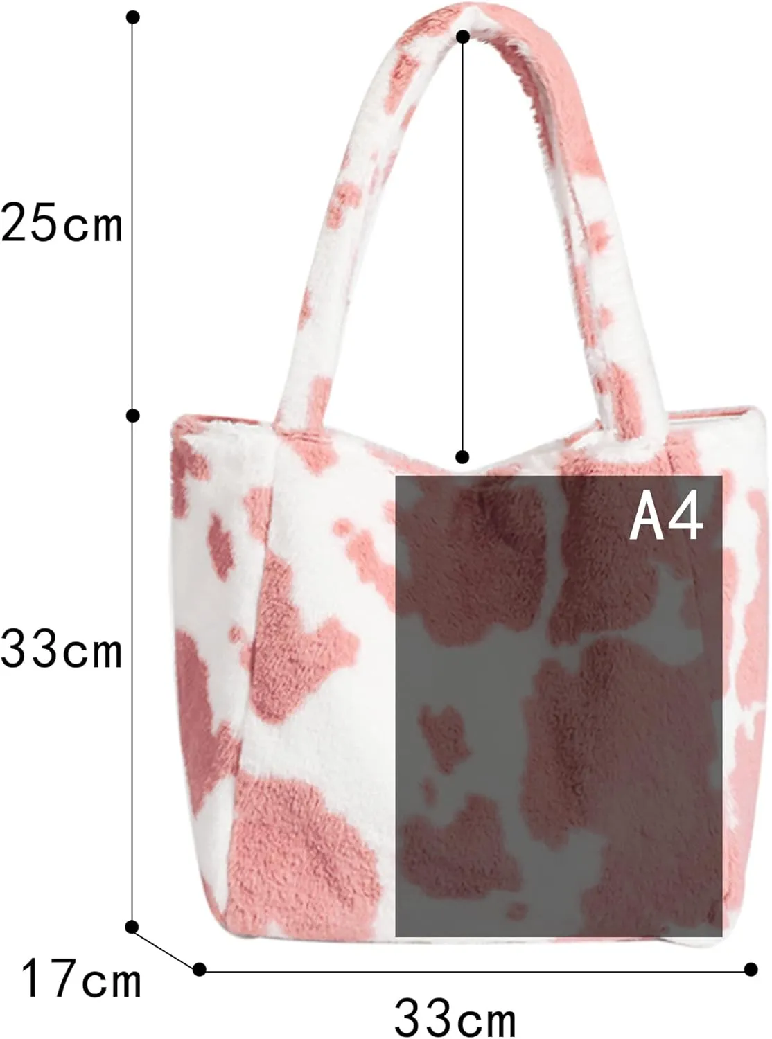 Women Ladies Cute Bear Plush Shoulder Bag Large Tote Handbag Purse Faux Fur Shopping Dating Bag