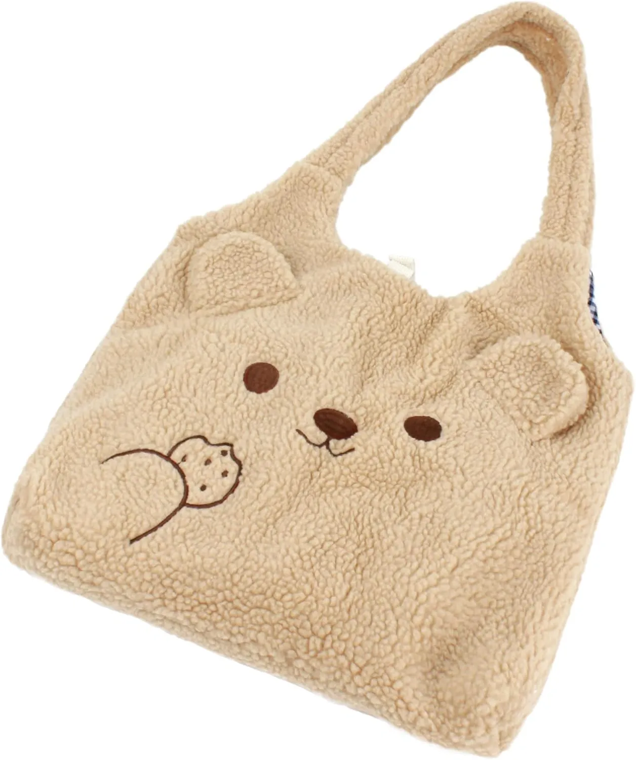 Women Ladies Cute Bear Plush Shoulder Bag Large Tote Handbag Purse Faux Fur Shopping Dating Bag