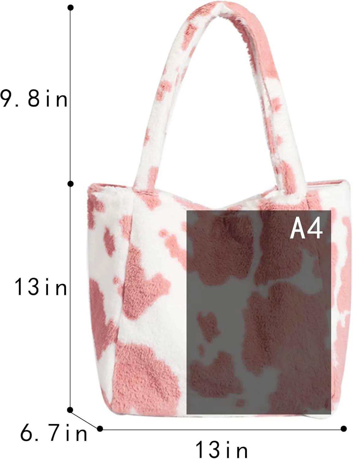 Women Ladies Cute Bear Plush Shoulder Bag Large Tote Handbag Purse Faux Fur Shopping Dating Bag