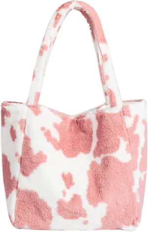 Women Ladies Cute Bear Plush Shoulder Bag Large Tote Handbag Purse Faux Fur Shopping Dating Bag