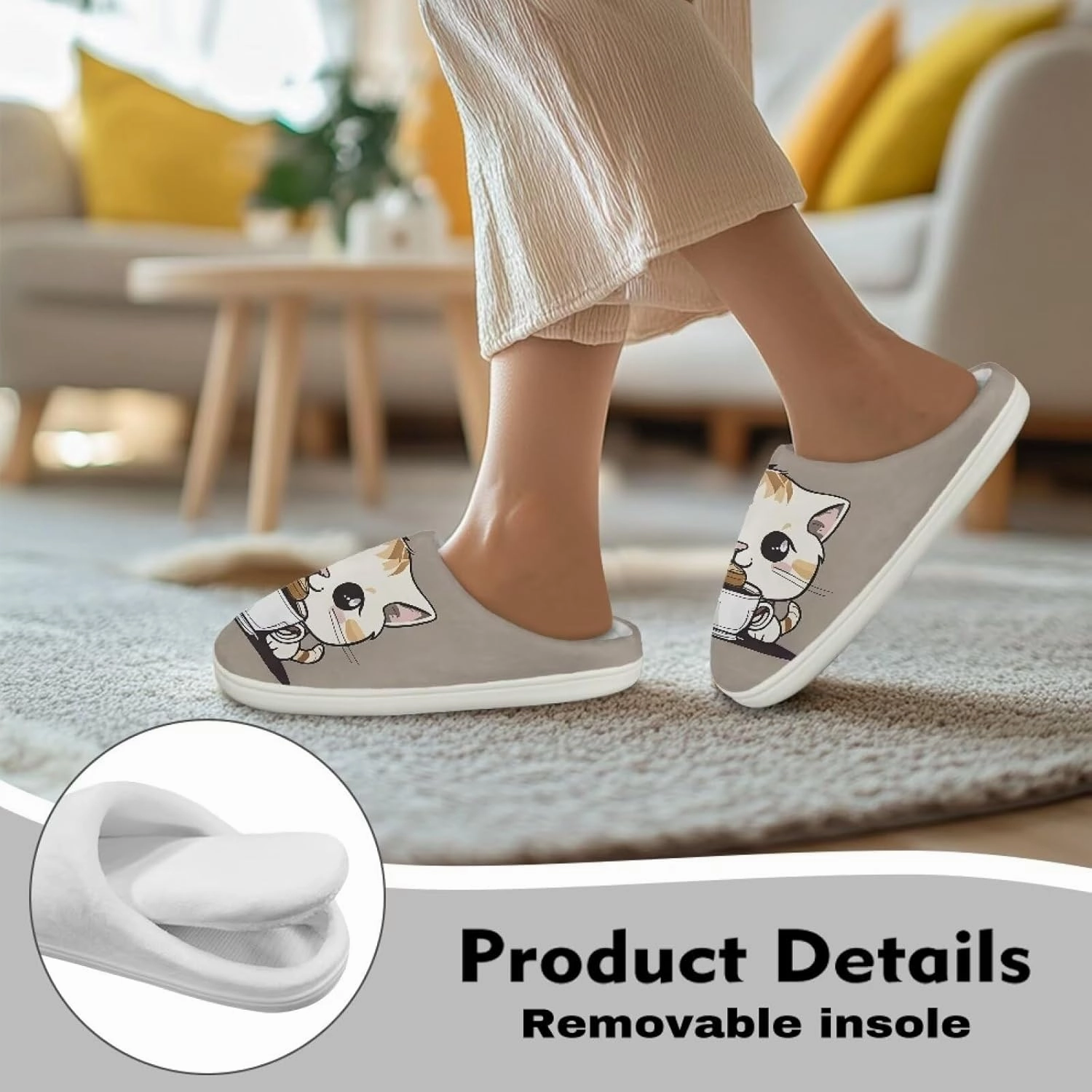 Women's Winter Home Slippers with Cute Cartoon Giraffe Design, Comfortable Indoor or Outdoor Kitchen Bedroom Shoes
