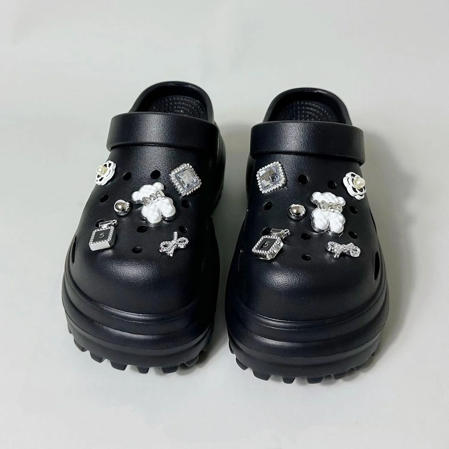 Women's Cute Bear Decor Clogs, Casual Hollow Out Design Garden Shoes, Comfortable Slip On Shoes