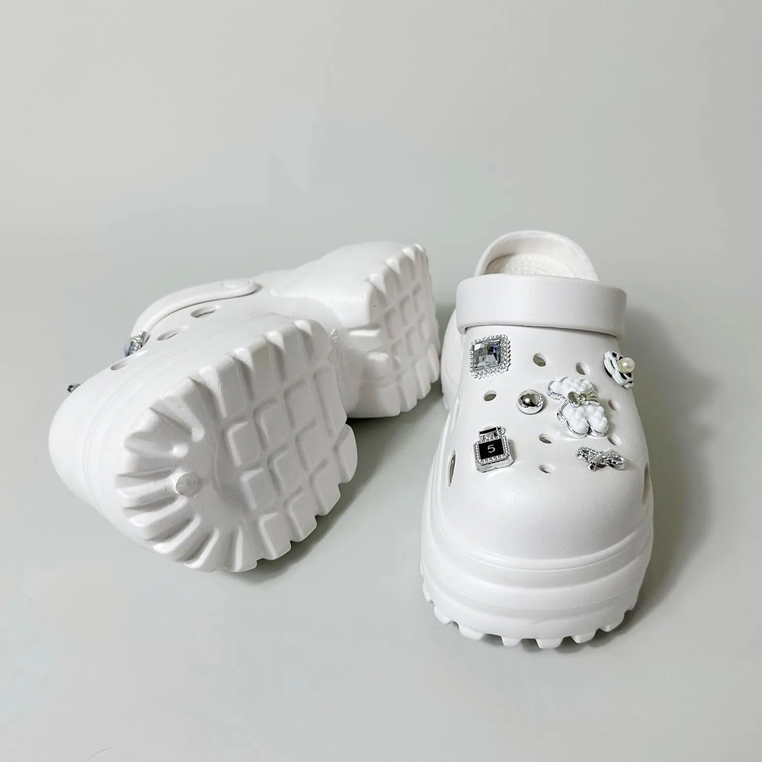 Women's Cute Bear Decor Clogs, Casual Hollow Out Design Garden Shoes, Comfortable Slip On Shoes