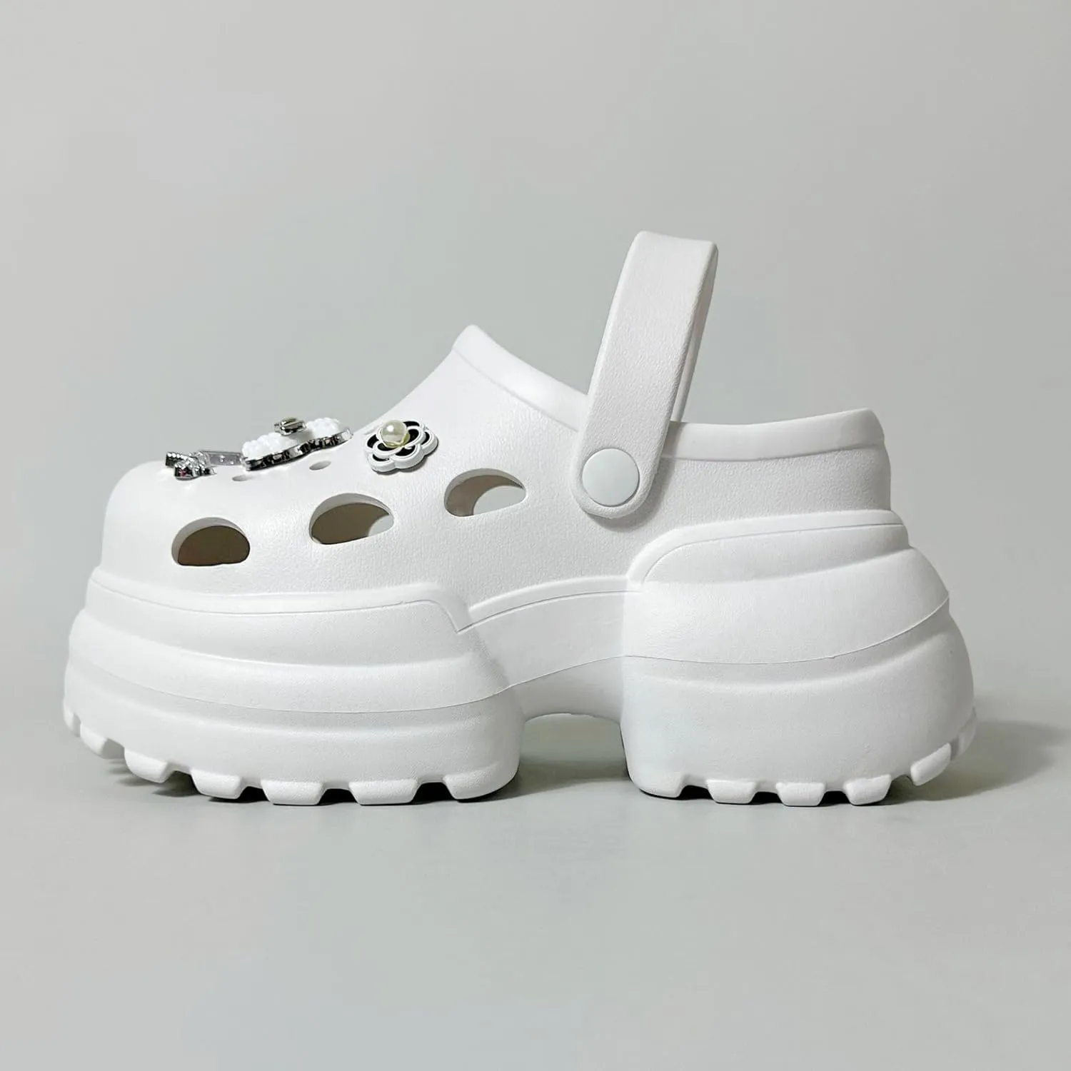 Women's Cute Bear Decor Clogs, Casual Hollow Out Design Garden Shoes, Comfortable Slip On Shoes