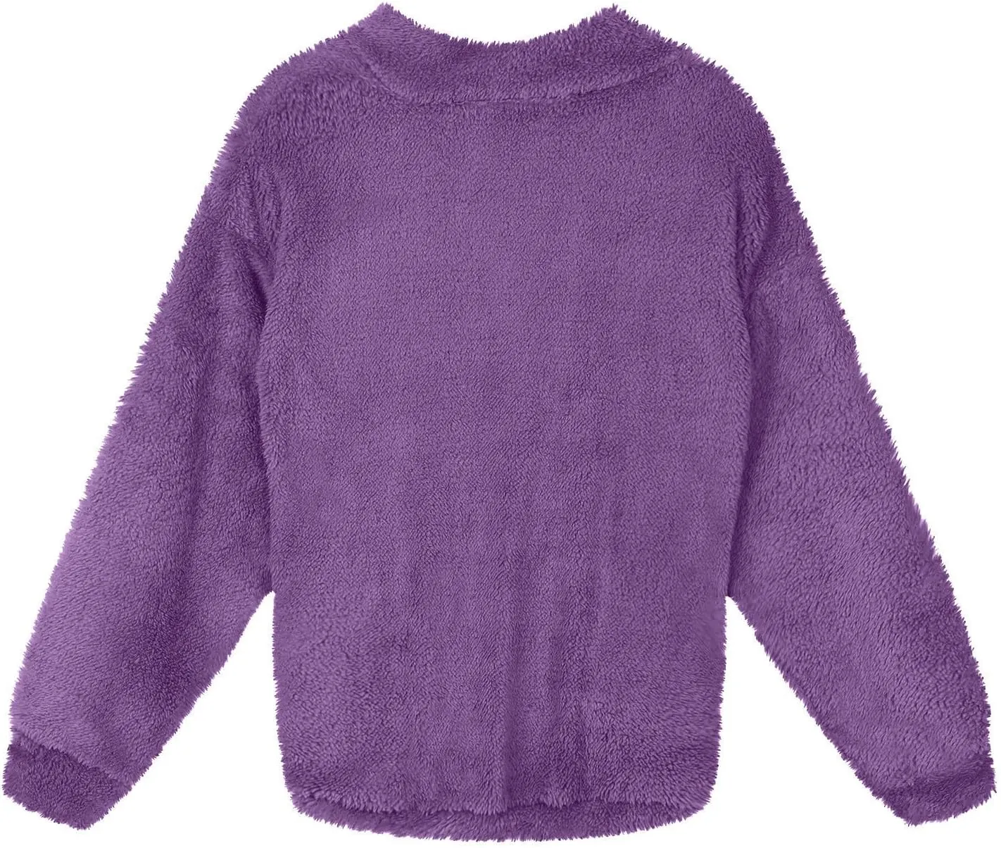 Womens Double Fuzzy Sweatshirt Winter Solid Zipper Pullover Collar Plush Sweaters Loose Casual Sherpa Tops