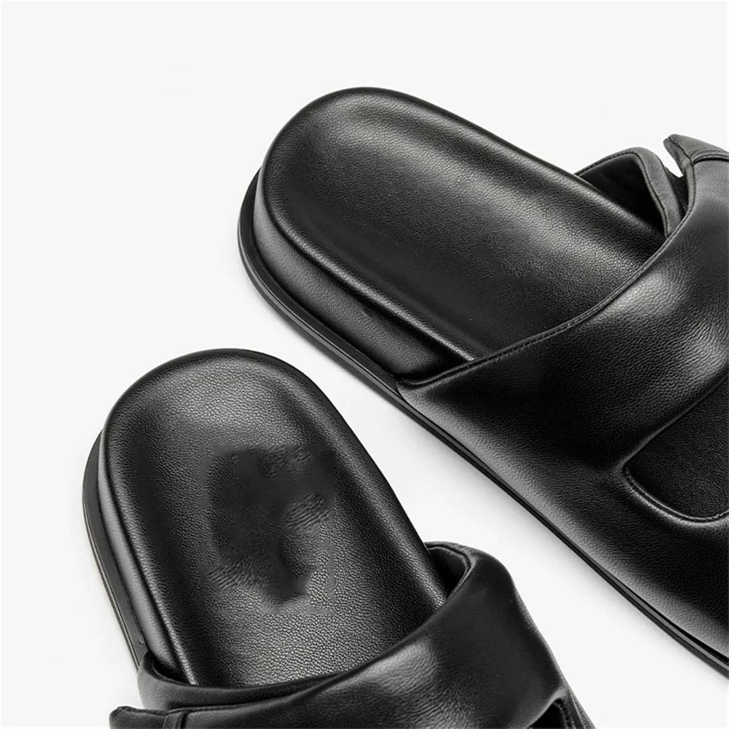 Women's Genuine Leather Slippers - Thick Sole Double Strap Beach Summer Flats