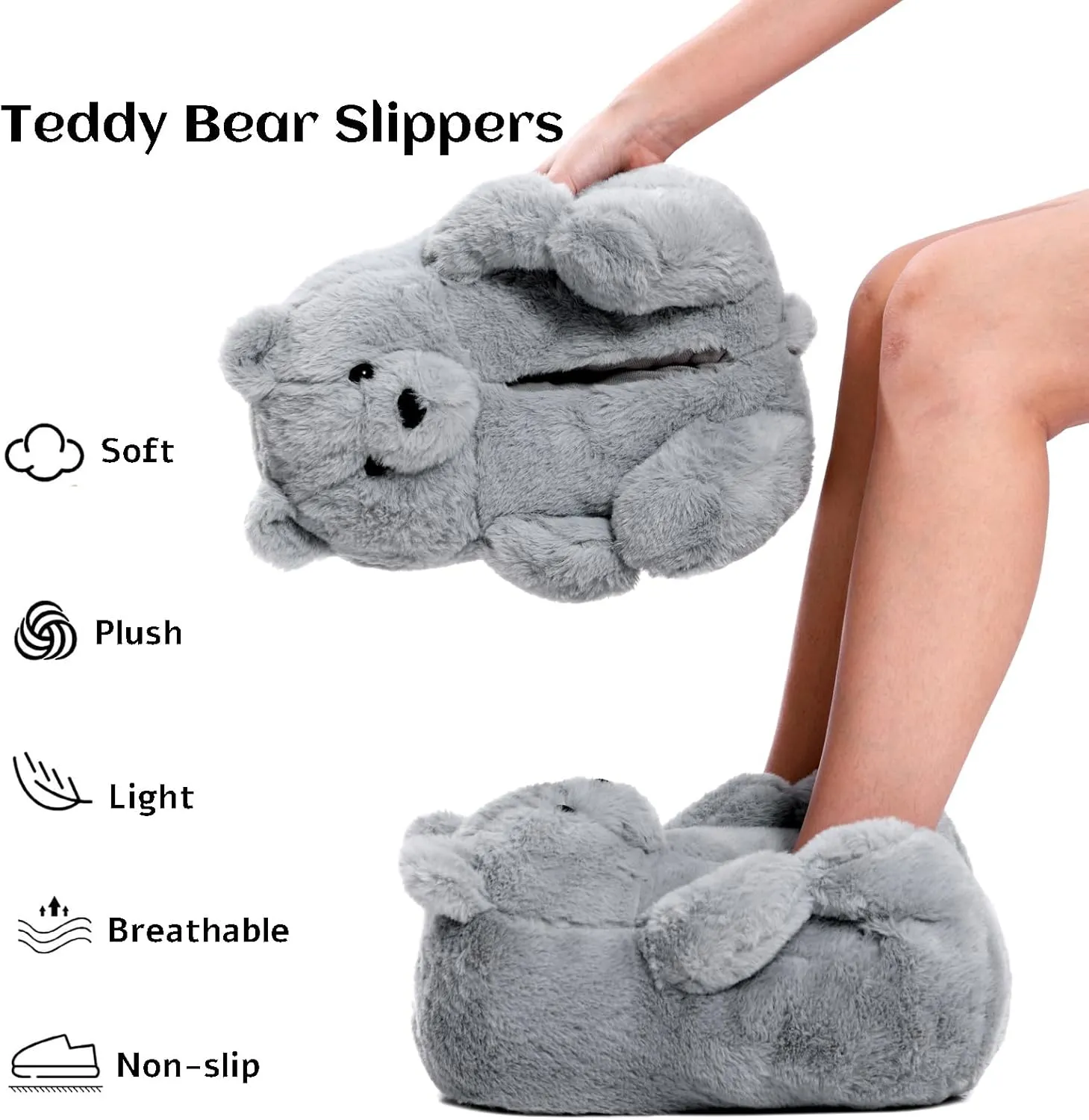 Women's Teddy Bear Slippers Mom Gift Slippers Cozy Women Fuzzy Indoor House Shoes Fun Costume for Adults Cute Animal Slides for Women Her Birthday Valentine's Gift Ideas