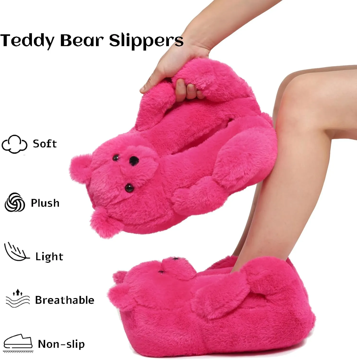 Women's Teddy Bear Slippers Mom Gift Slippers Cozy Women Fuzzy Indoor House Shoes Fun Costume for Adults Cute Animal Slides for Women Her Birthday Valentine's Gift Ideas
