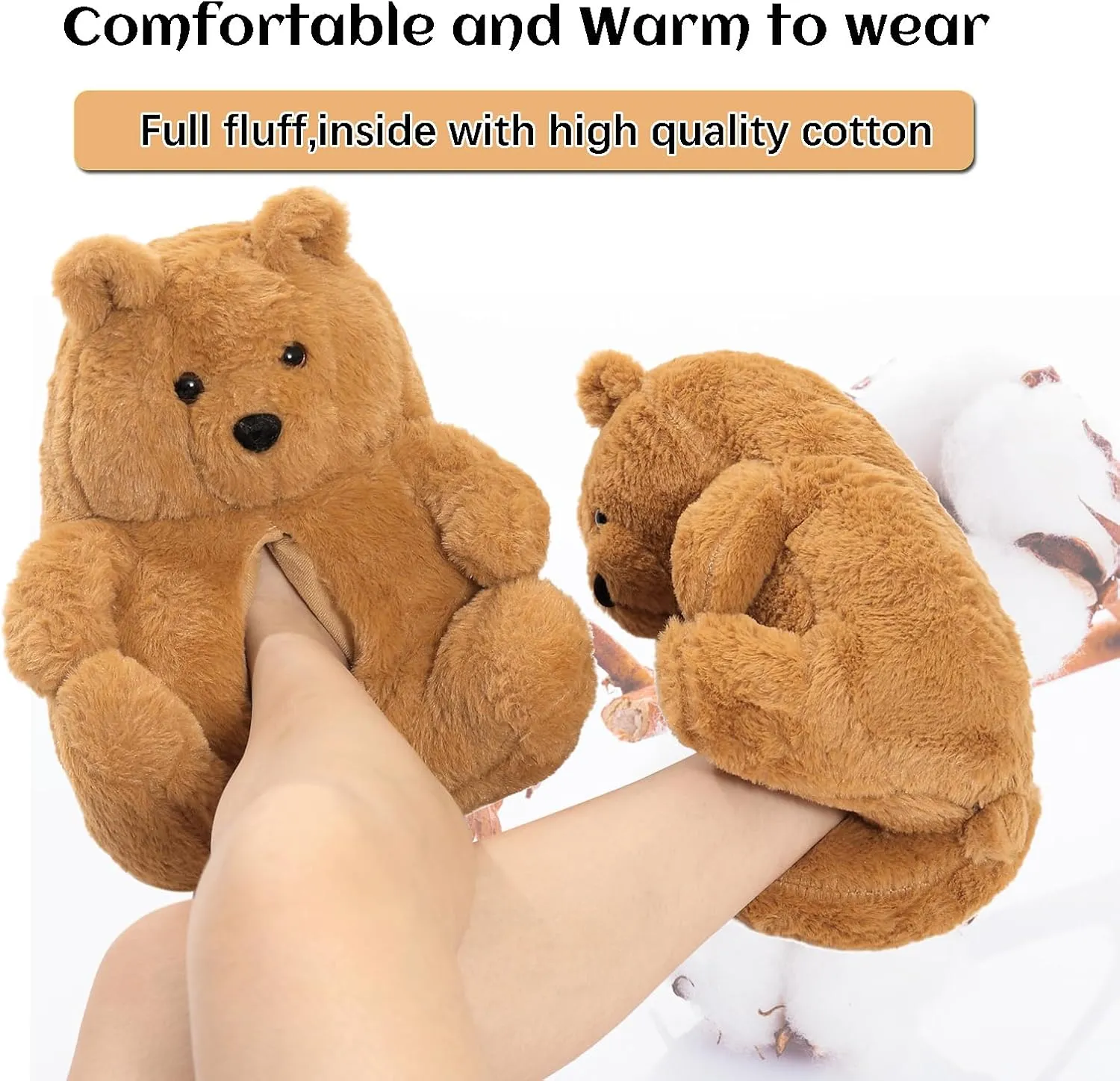 Women's Teddy Bear Slippers Mom Gift Slippers Cozy Women Fuzzy Indoor House Shoes Fun Costume for Adults Cute Animal Slides for Women Her Birthday Valentine's Gift Ideas