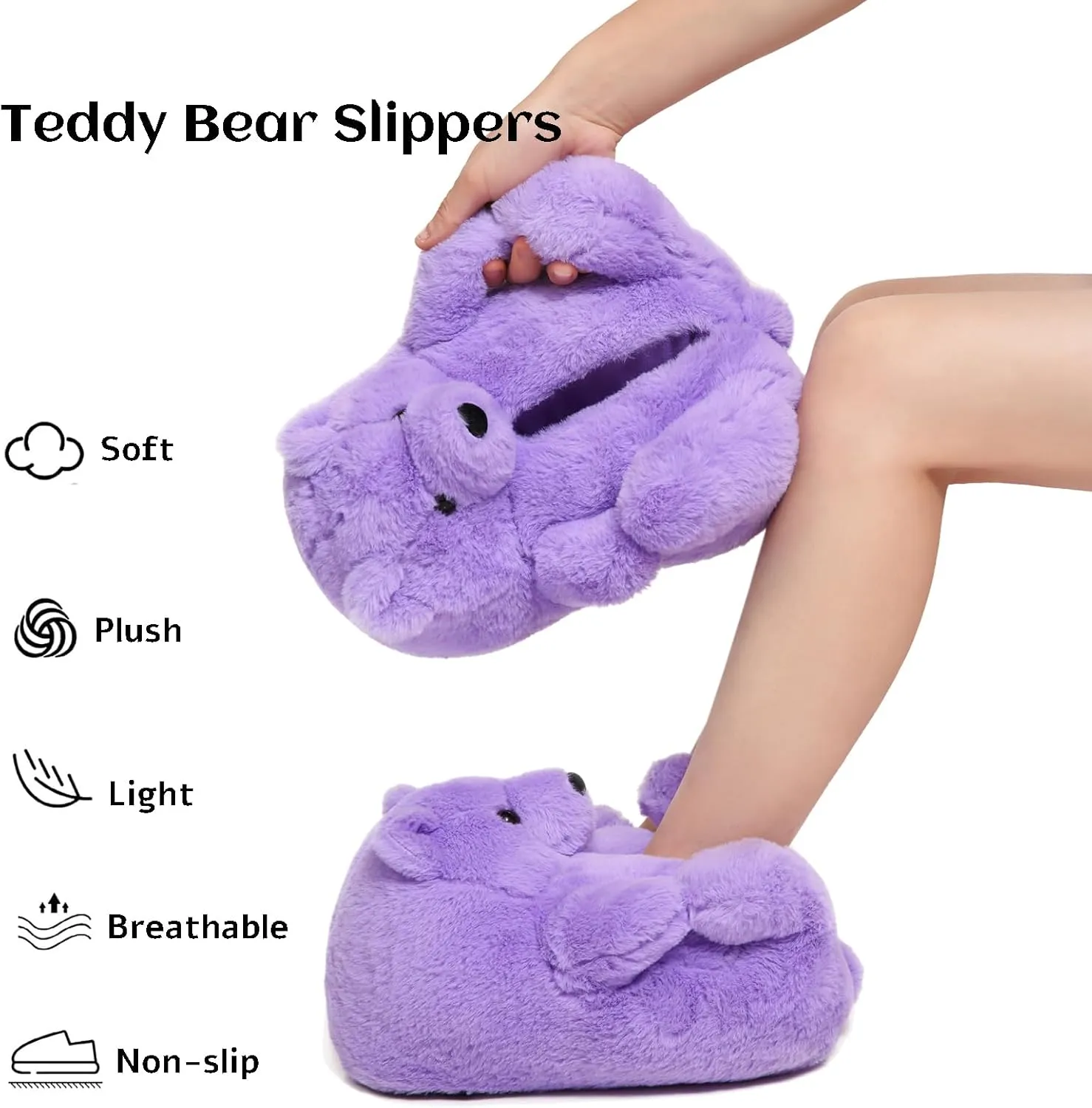 Women's Teddy Bear Slippers Mom Gift Slippers Cozy Women Fuzzy Indoor House Shoes Fun Costume for Adults Cute Animal Slides for Women Her Birthday Valentine's Gift Ideas