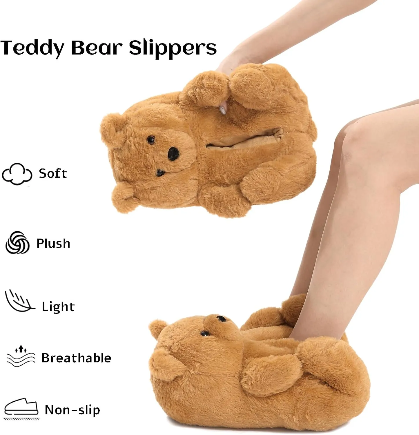 Women's Teddy Bear Slippers Mom Gift Slippers Cozy Women Fuzzy Indoor House Shoes Fun Costume for Adults Cute Animal Slides for Women Her Birthday Valentine's Gift Ideas