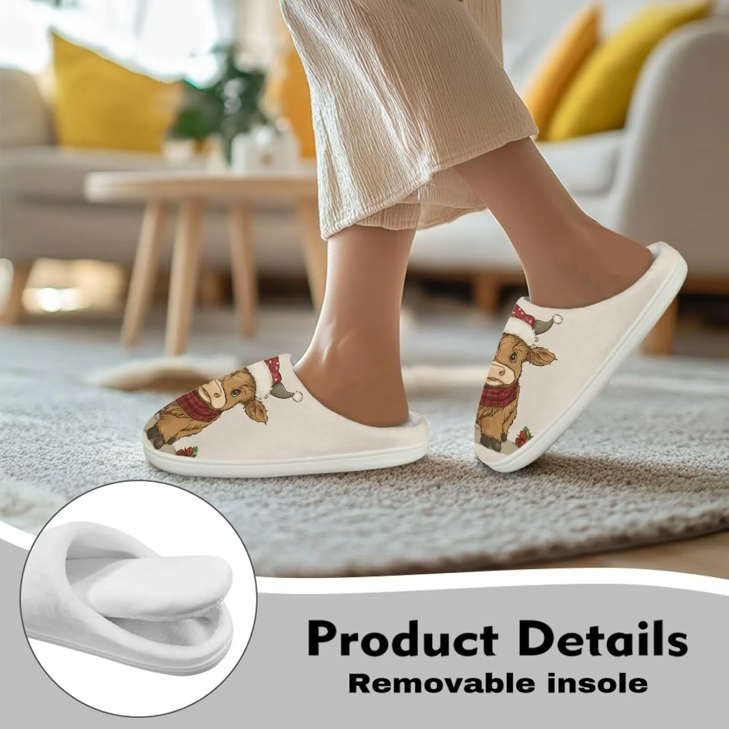 Women's Winter Home Slippers with Cute Cartoon Giraffe Design, Comfortable Indoor or Outdoor Kitchen Bedroom Shoes