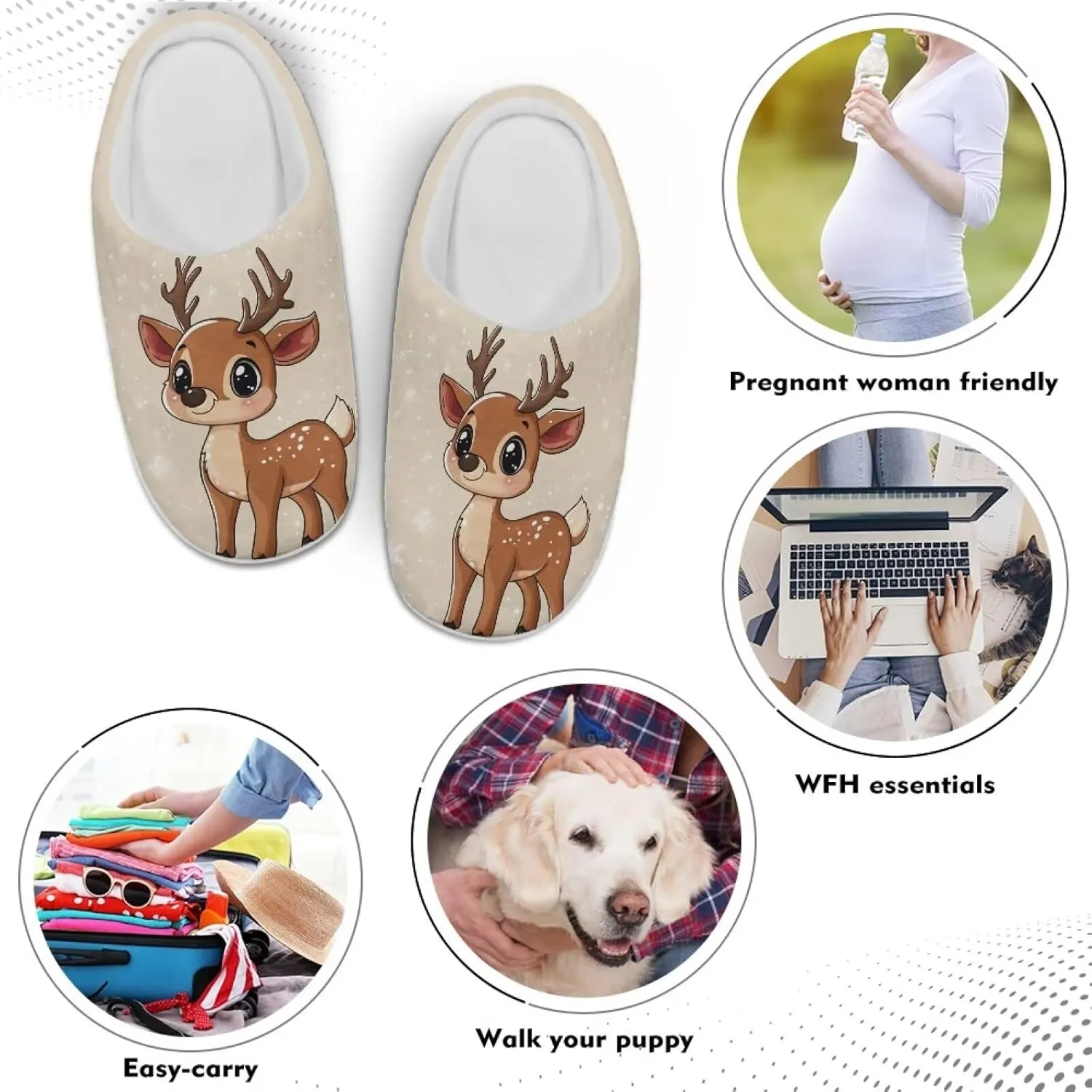 Women's Winter Home Slippers with Cute Cartoon Giraffe Design, Comfortable Indoor or Outdoor Kitchen Bedroom Shoes