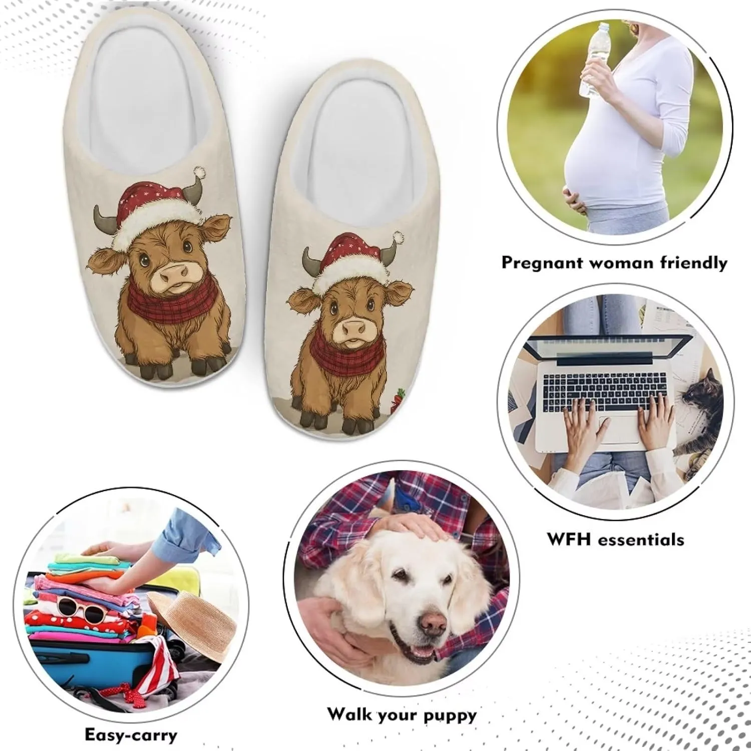 Women's Winter Home Slippers with Cute Cartoon Giraffe Design, Comfortable Indoor or Outdoor Kitchen Bedroom Shoes