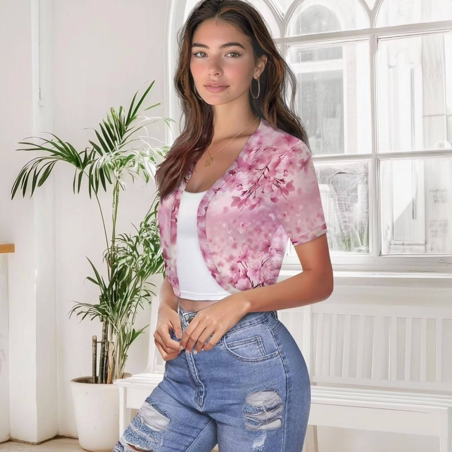 Womens Short Cardigan, Breathable Chiffon Casual Summer Skirts Soft Sheer Shrug, Beach Vacation Clothes