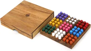 Wood Colored Sudoku Board (Travel Set): STEM Traditional Family Game Math Brain Teaser Toys Educational Rainbow Sudoku Game Set