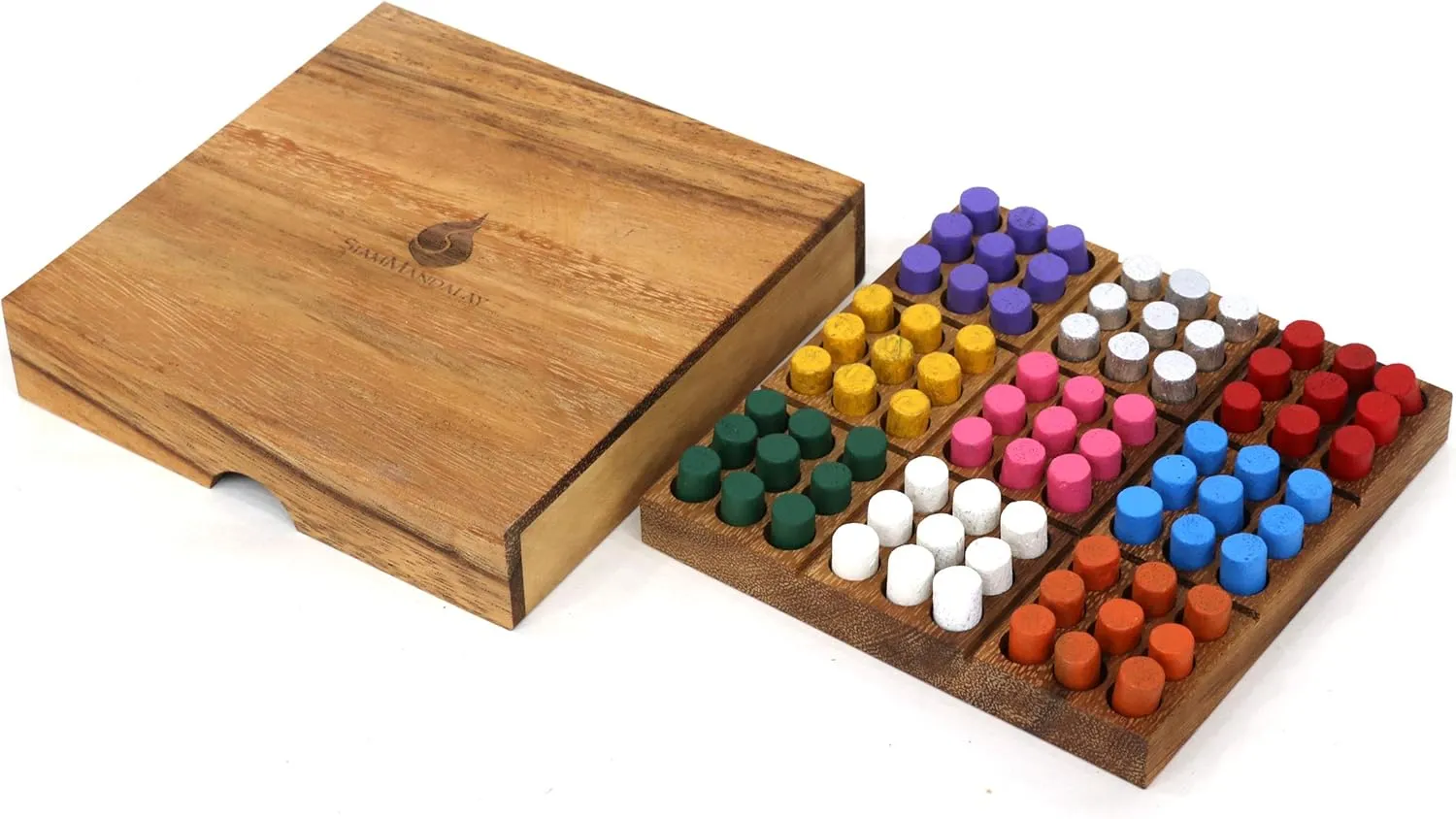 Wood Colored Sudoku Board (Travel Set): STEM Traditional Family Game Math Brain Teaser Toys Educational Rainbow Sudoku Game Set