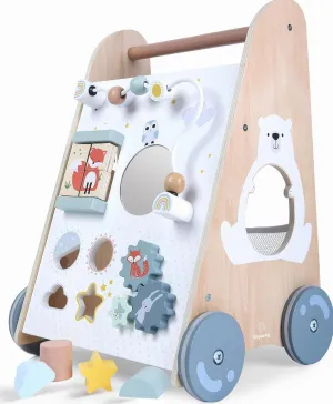 Wooden Baby Walker with Activity Center - Both Standing and Push Options - For Infants 10 to 12 months and Toddlers 1 Year Old and Up - Learn to Walk Toys for Boys and Girls - Babies Stand Up Activity