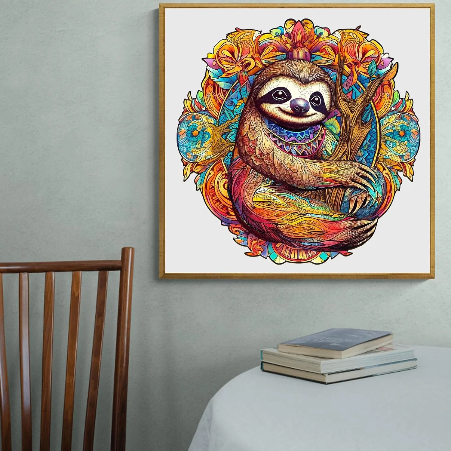 Wooden Jigsaw Puzzle, Sloth Puzzles for Adults, 200pcs 11.8x11.7in Eco-Friendly Unique Animal Shape Sloth Puzzle, Toy Gift for Adults and Kids