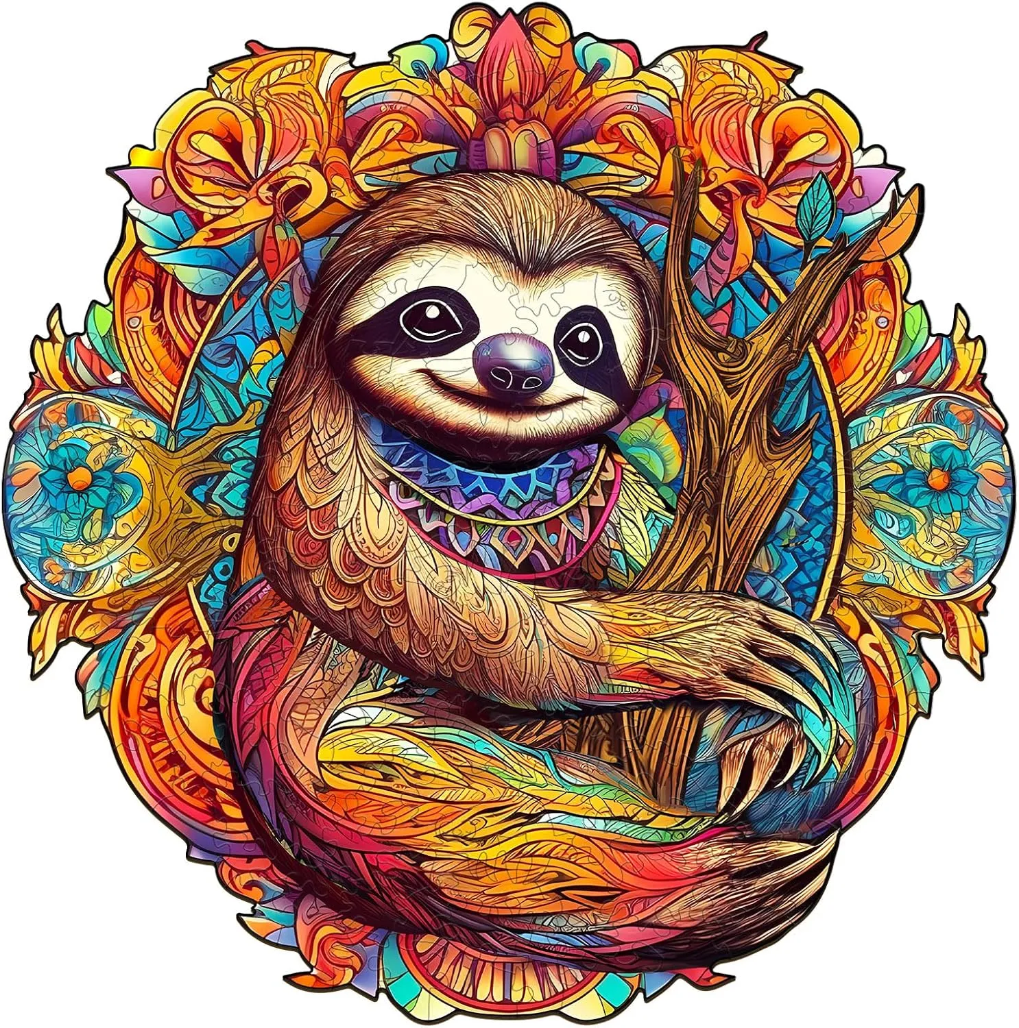 Wooden Jigsaw Puzzle, Sloth Puzzles for Adults, 200pcs 11.8x11.7in Eco-Friendly Unique Animal Shape Sloth Puzzle, Toy Gift for Adults and Kids