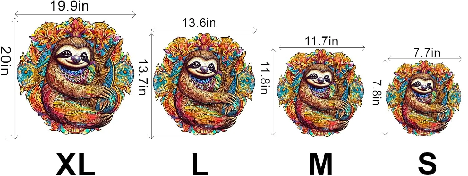 Wooden Jigsaw Puzzle, Sloth Puzzles for Adults, 200pcs 11.8x11.7in Eco-Friendly Unique Animal Shape Sloth Puzzle, Toy Gift for Adults and Kids