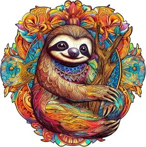 Wooden Jigsaw Puzzle, Sloth Puzzles for Adults, 200pcs 11.8x11.7in Eco-Friendly Unique Animal Shape Sloth Puzzle, Toy Gift for Adults and Kids