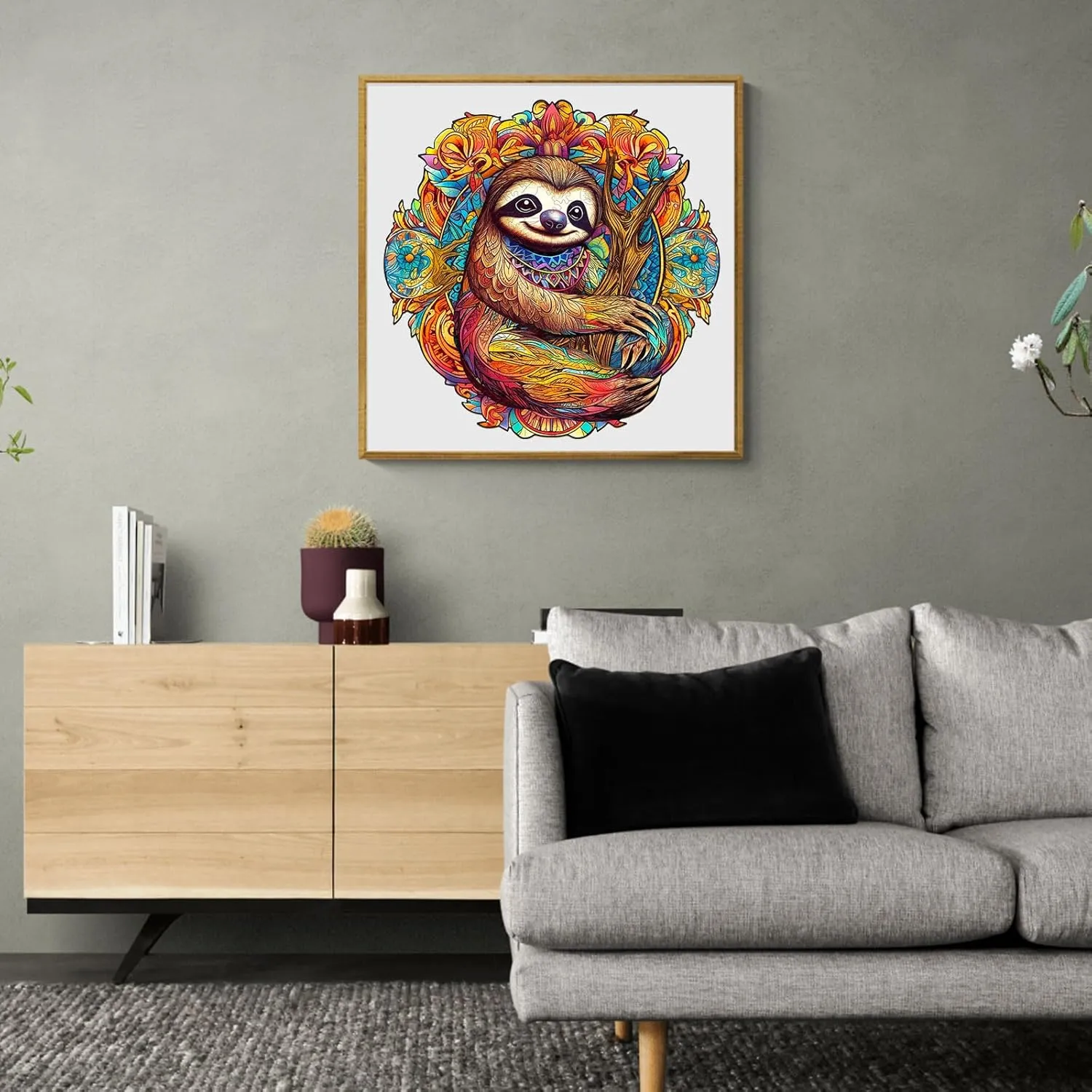 Wooden Jigsaw Puzzle, Sloth Puzzles for Adults, 200pcs 11.8x11.7in Eco-Friendly Unique Animal Shape Sloth Puzzle, Toy Gift for Adults and Kids