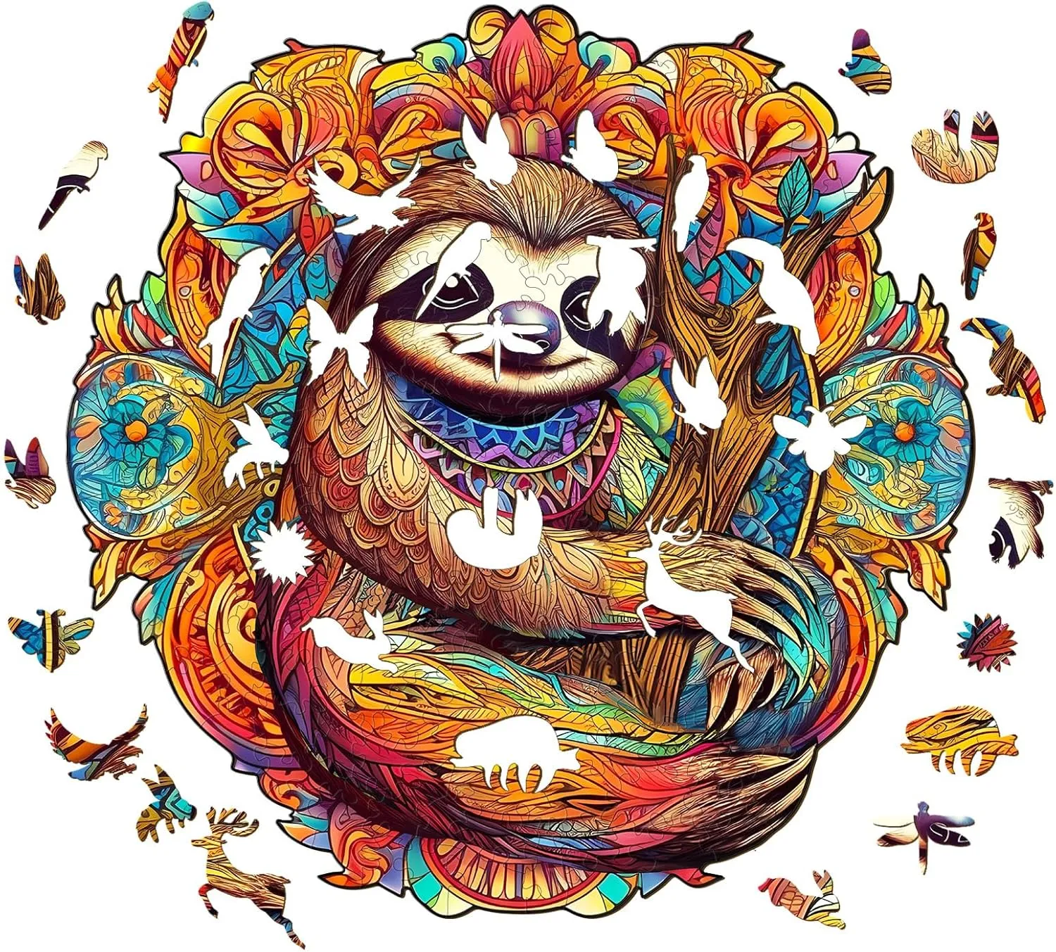 Wooden Jigsaw Puzzle, Sloth Puzzles for Adults, 200pcs 11.8x11.7in Eco-Friendly Unique Animal Shape Sloth Puzzle, Toy Gift for Adults and Kids
