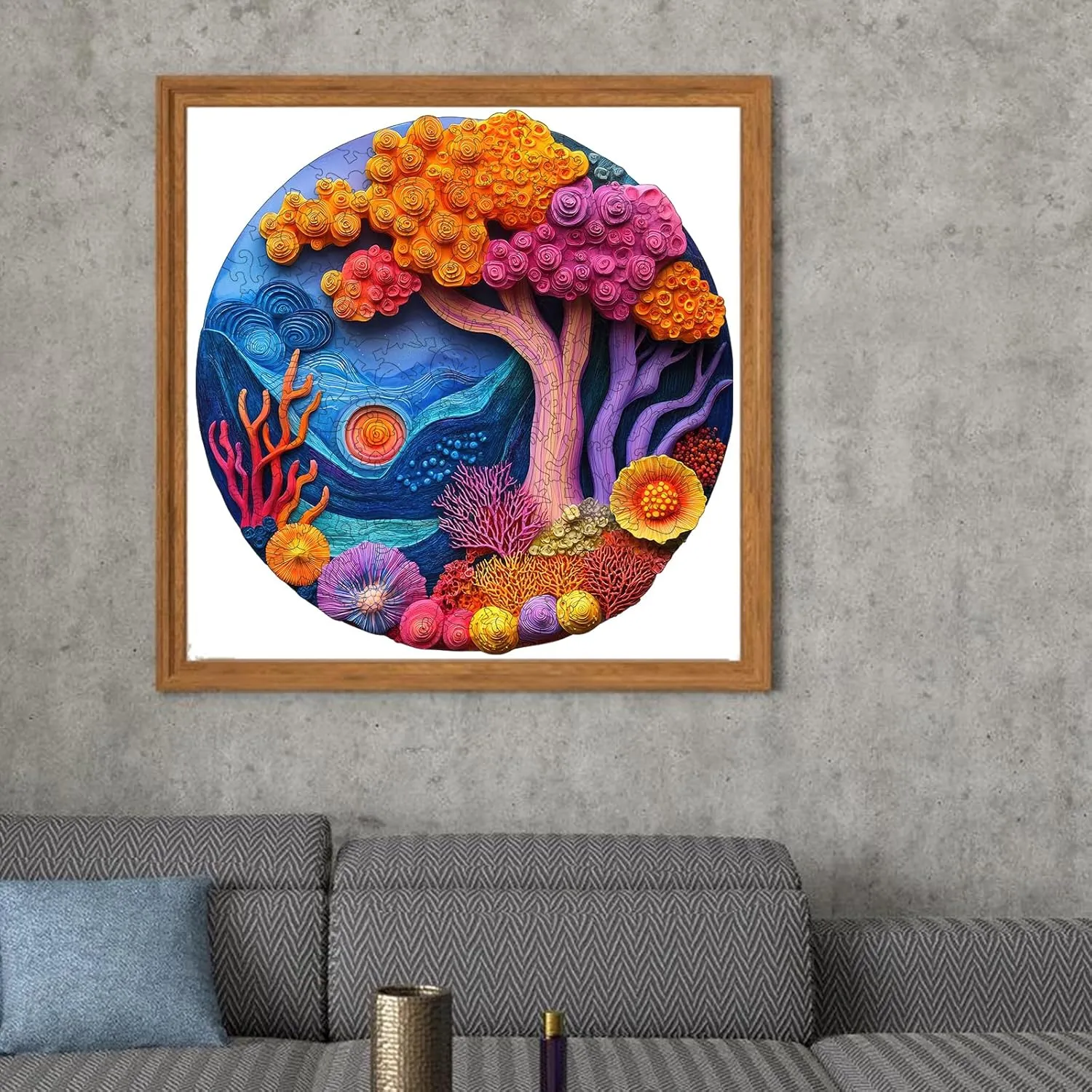 Wooden Puzzles for Adults, 3D Vision Effects Coral Wooden Jigsaw Puzzles 200pcs, 11.1x11.2in, Medium, Unique Shape Adult Puzzles, Wood Puzzles Creative Gift for Adults and Kids Family Game