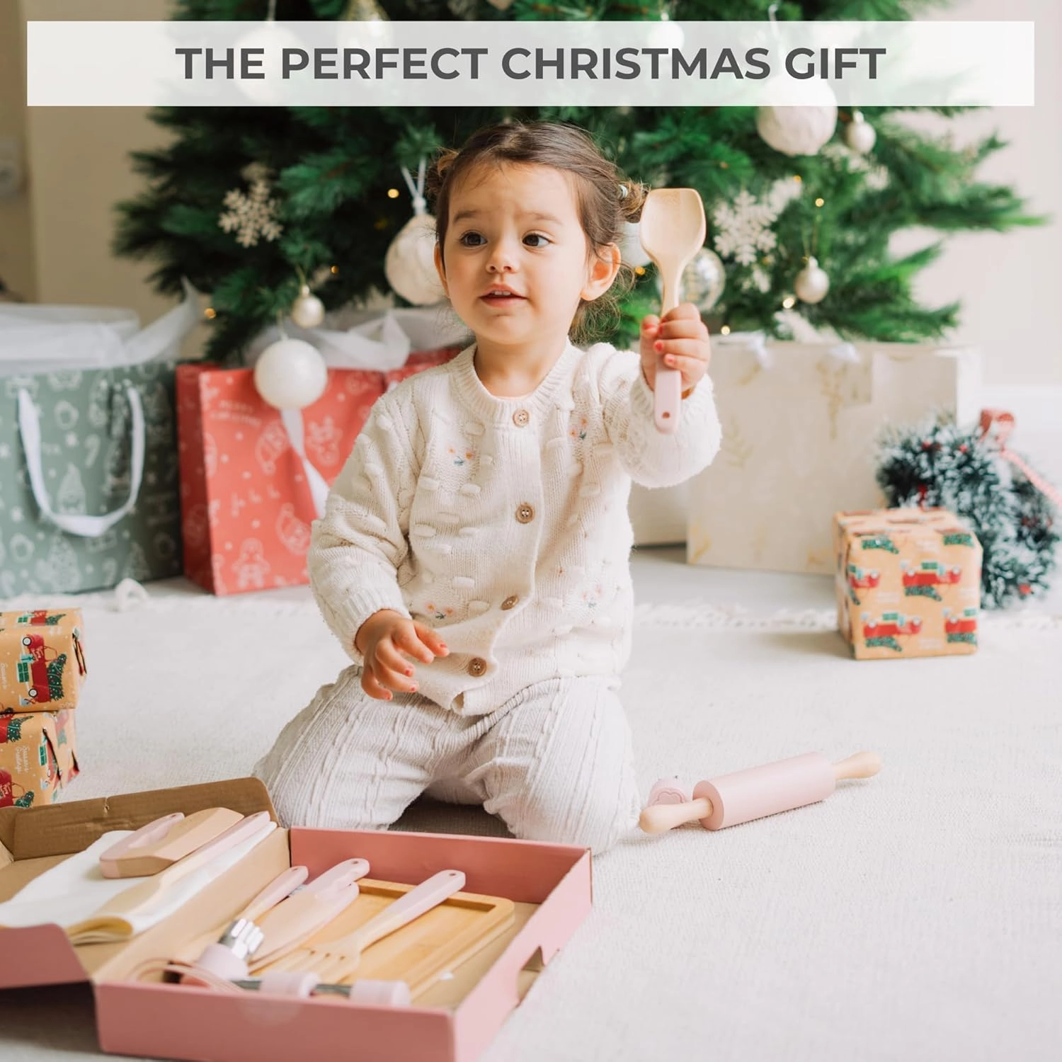 Wooden Cooking & Baking Set for Kids - Safe & Real Kitchen Tools Give Toddlers a Fun Cooking Experience - Durable Utensils are Perfect for Gifting to Create Lasting Family Memories