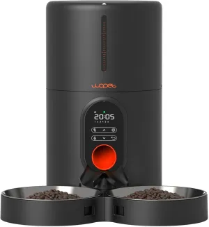 WOPET Automatic Cat Feeders 2 Cats-(𝟮𝟬𝟮5 𝗨𝗽𝗴𝗿𝗮𝗱𝗲) Timed Cat Feeder with Stainless Steel Bowl, Programmable 1-6 Meals Control, Dual Power Supply Auto Pet Feeder for Cats and Dogs