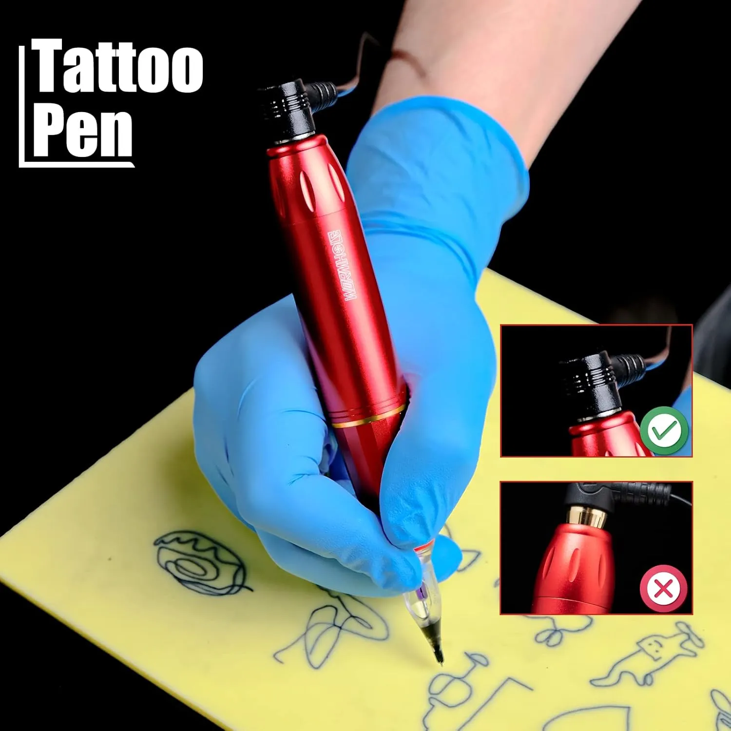 Wormhole Tattoo Kit Tattoo Gun Cartridge Machine Pen for Beginners Rotary Tattoo Machine Kit Professional Complete Tattoo Kit Supplies WTK070-B