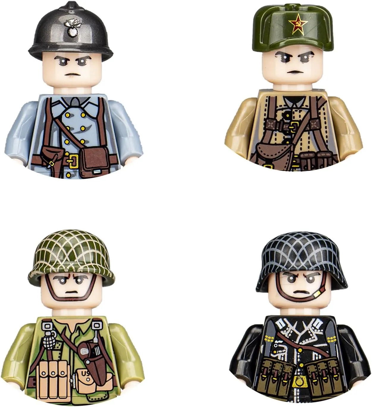 WW2 Building Set Action Figures Army Combat Playset World War 2 Military Figures Pack Idea Gifts for Kids (145 Pcs)