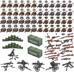 WW2 Building Set Action Figures Army Combat Playset World War 2 Military Figures Pack Idea Gifts for Kids (145 Pcs)