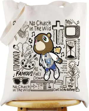 WZMPA Bear Drop Out Tote Bag Bear Drop Out Lover Gift Graduation Bear Aesthetic Shoulder Bag Hip Pop Rapper Gift